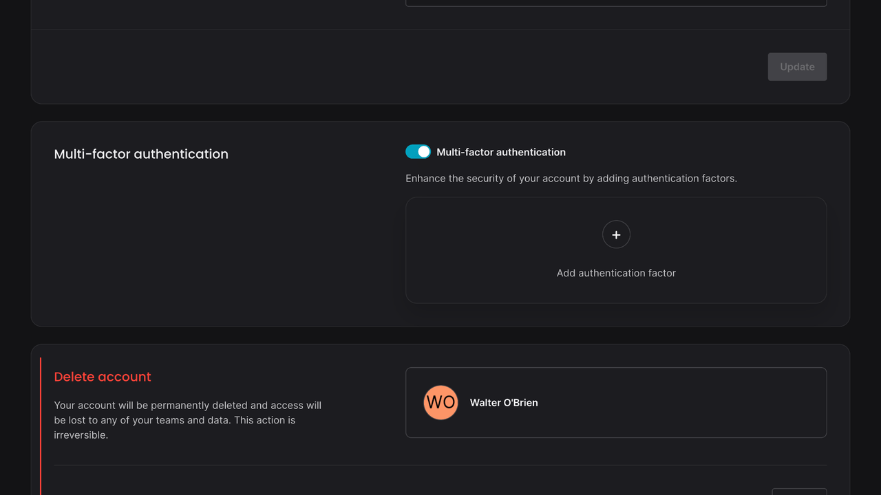 Multi-factor authentication settings