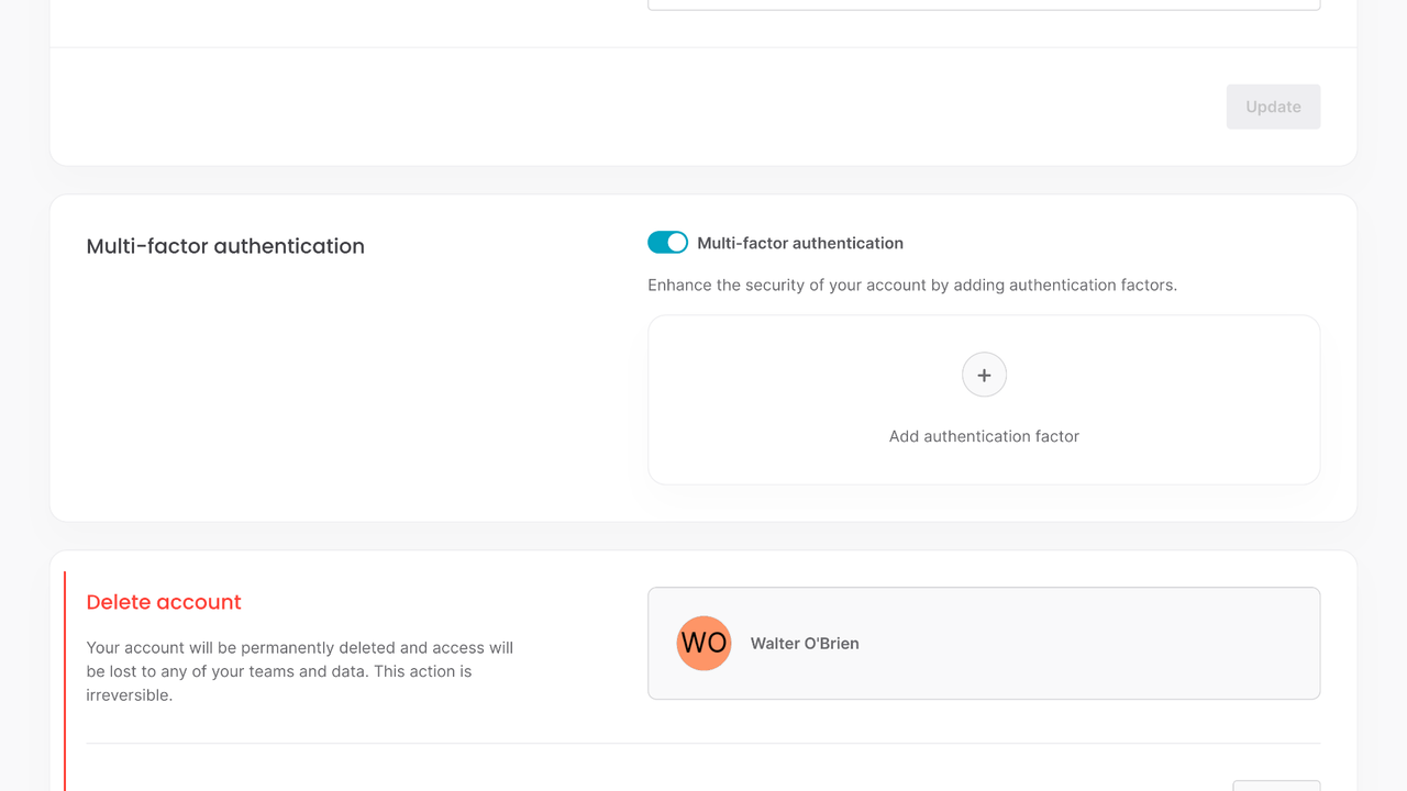 Multi-factor authentication settings