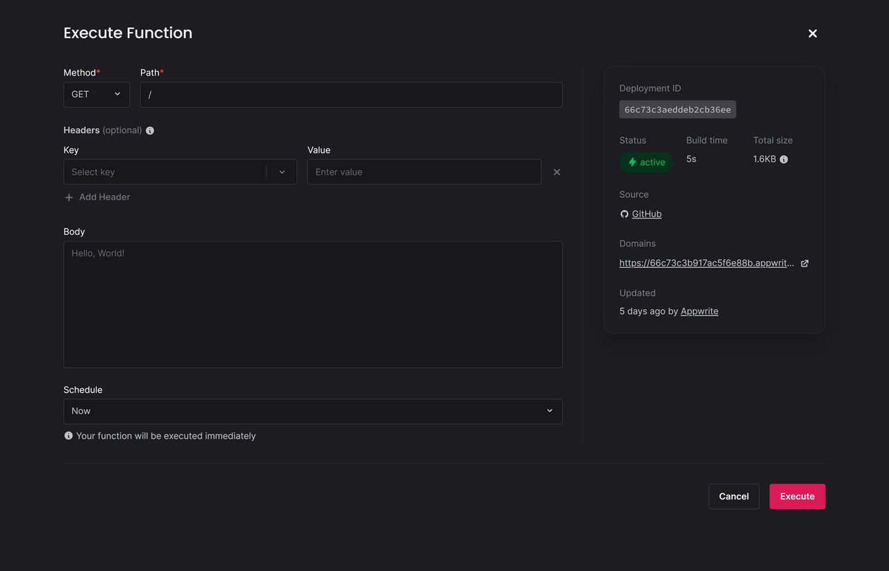 Execution details screen