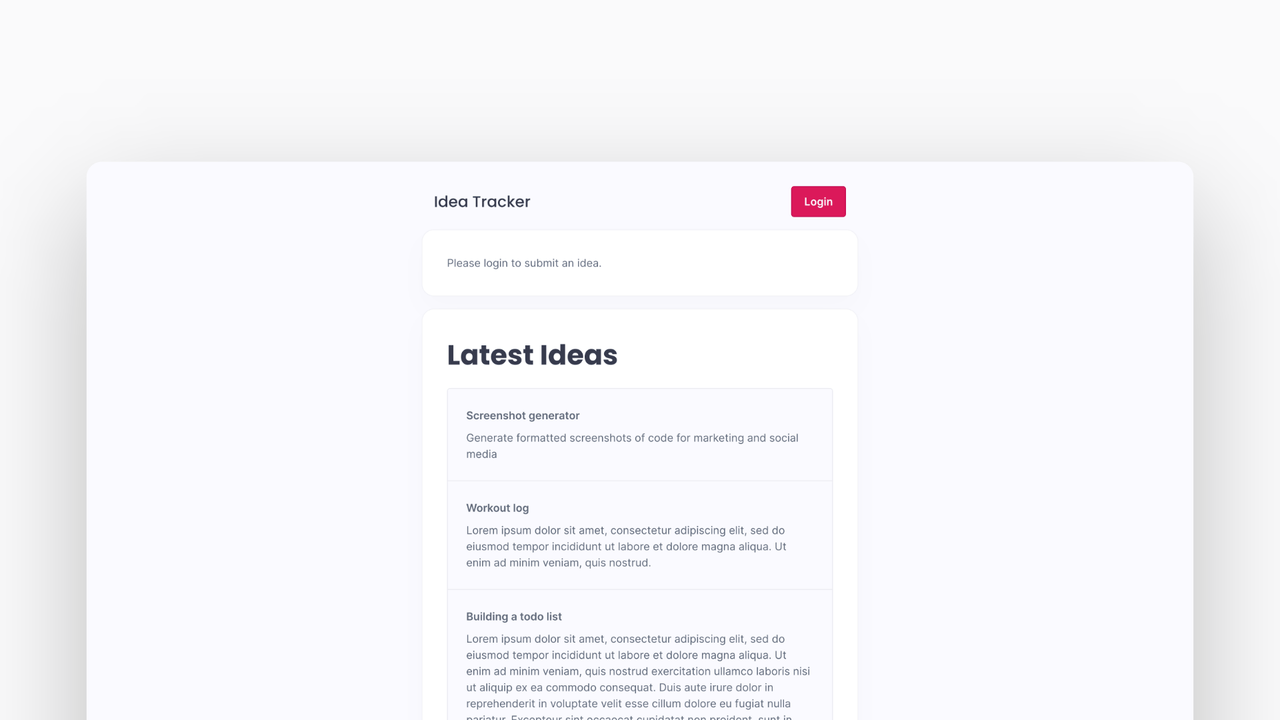 Create project screen