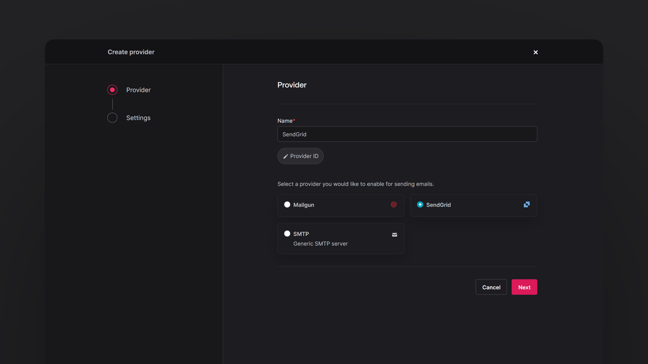 Setup email provider