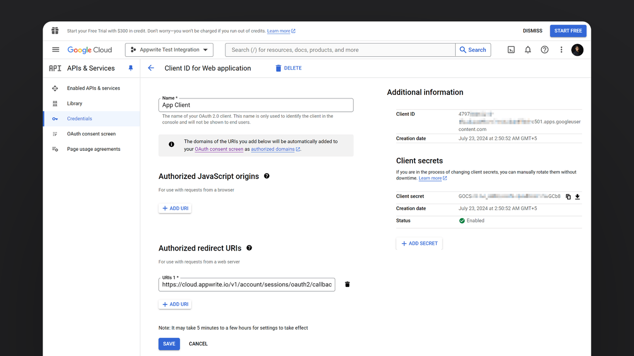 OAuth redirect URI