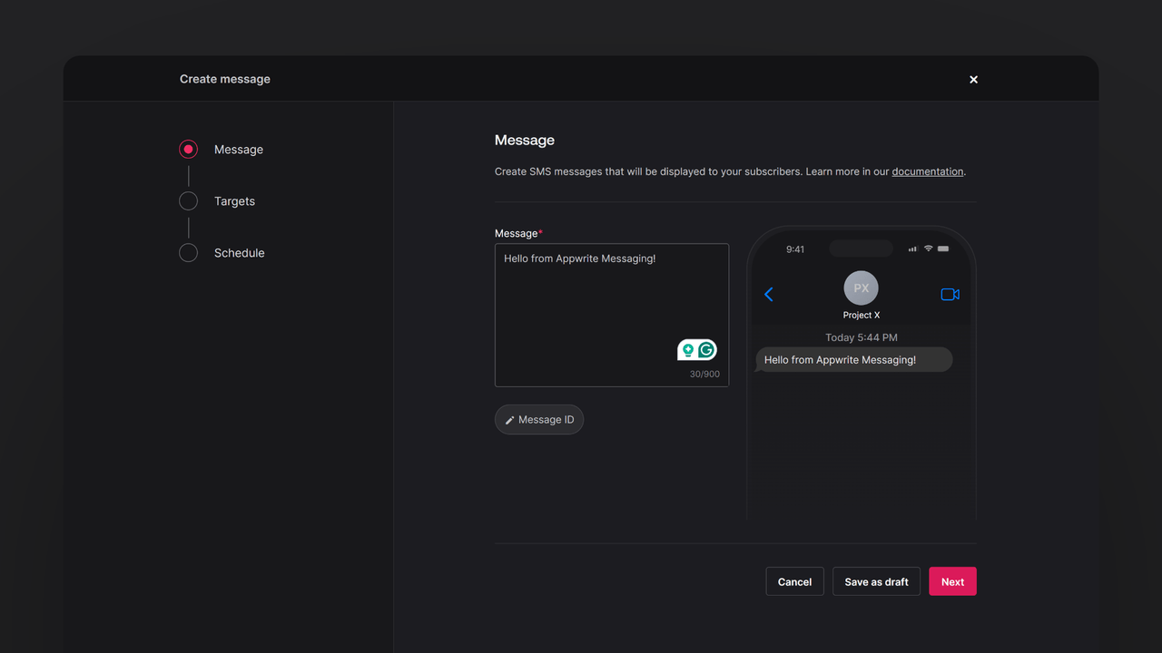 SMS message console