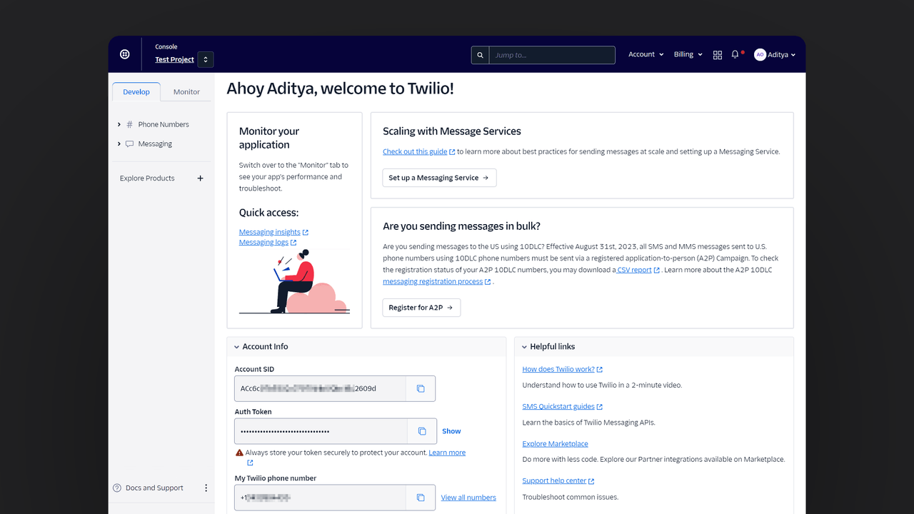 Twilio console