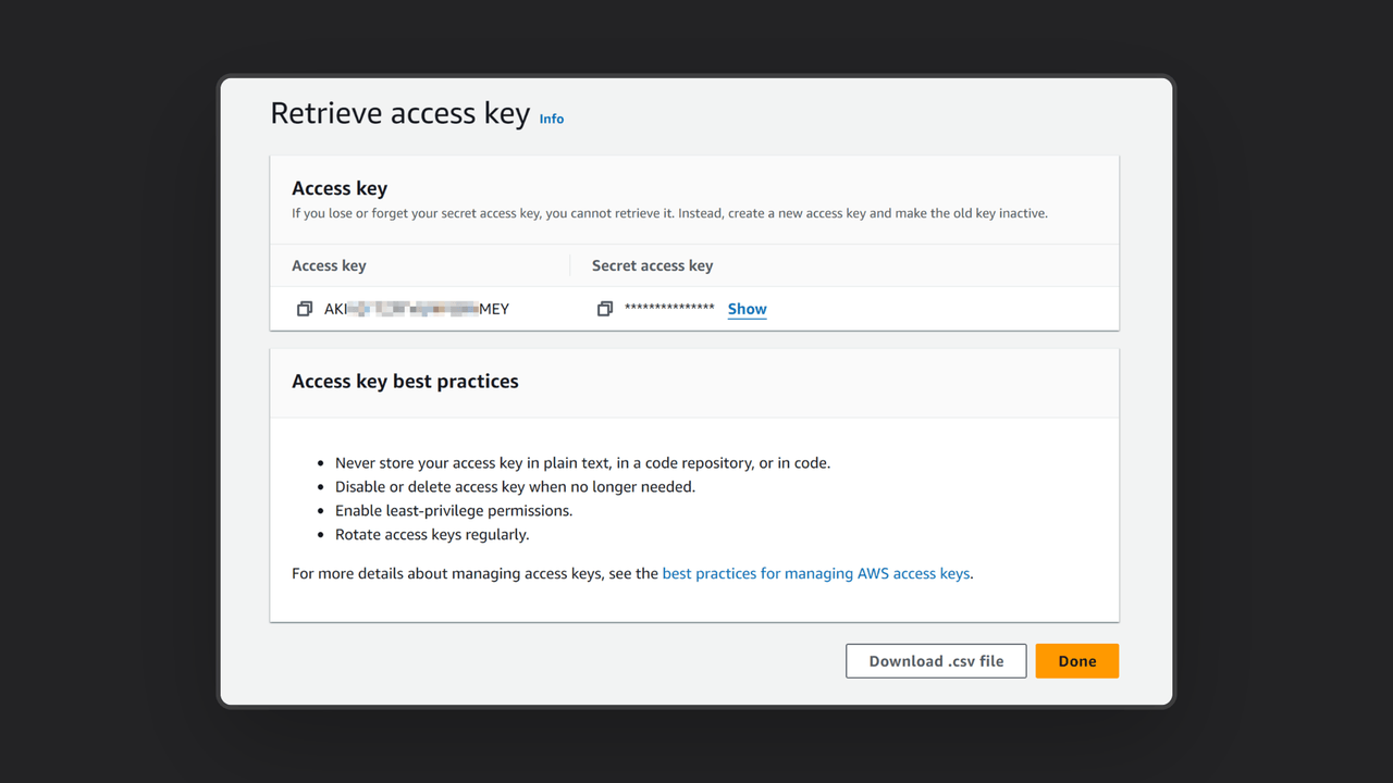 Create AWS access key