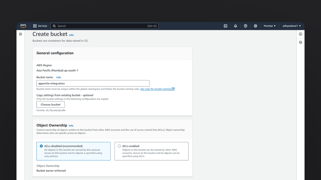 Create S3 bucket